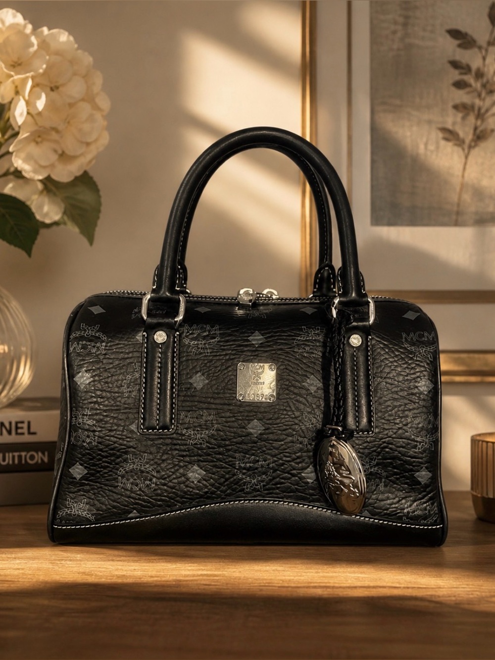 MCM Black and Silver Satchel
